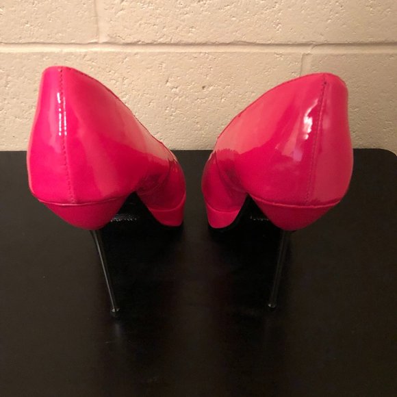 Fuchsia The Highest Heel Roxy 21 Peep Toe Pumps - Picture 2 of 8